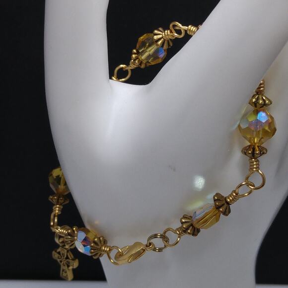 Handmade Vintage Swarovski Bead Bracelet, Christian Gift - Picture 7 of 10